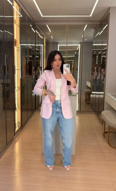 blazer alfaiataria rosa bebê