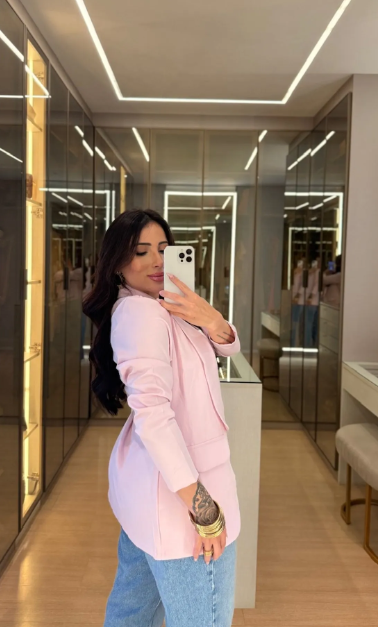 blazer alfaiataria rosa bebê